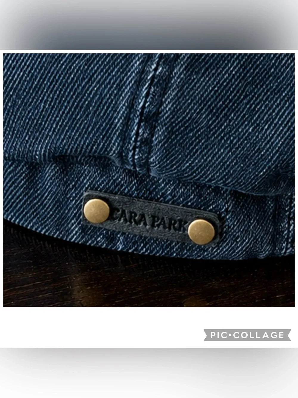 E / Cara Park Denim Newsboy Cap Slouchy Baker Boy Hat Boho Baggy Back